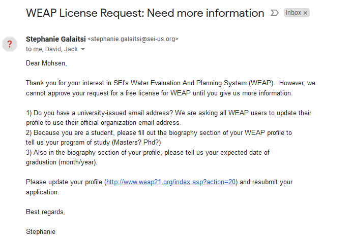 لایسنس قانونی نرم افزار WEAP